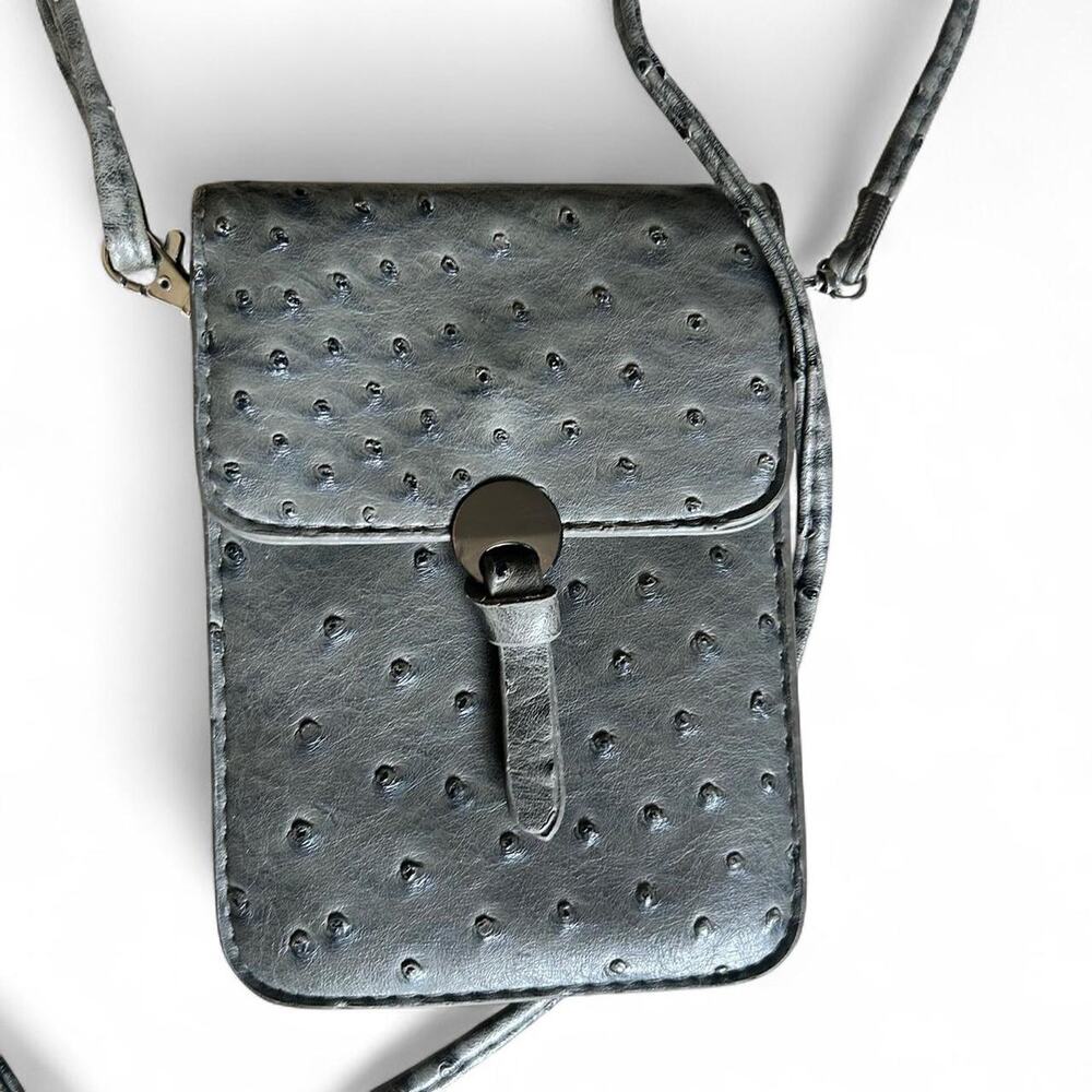 Dark grey ostrich leather Cross body bag Small